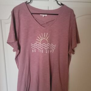 Maurices Mauve Graphic Tee "Be the Light"